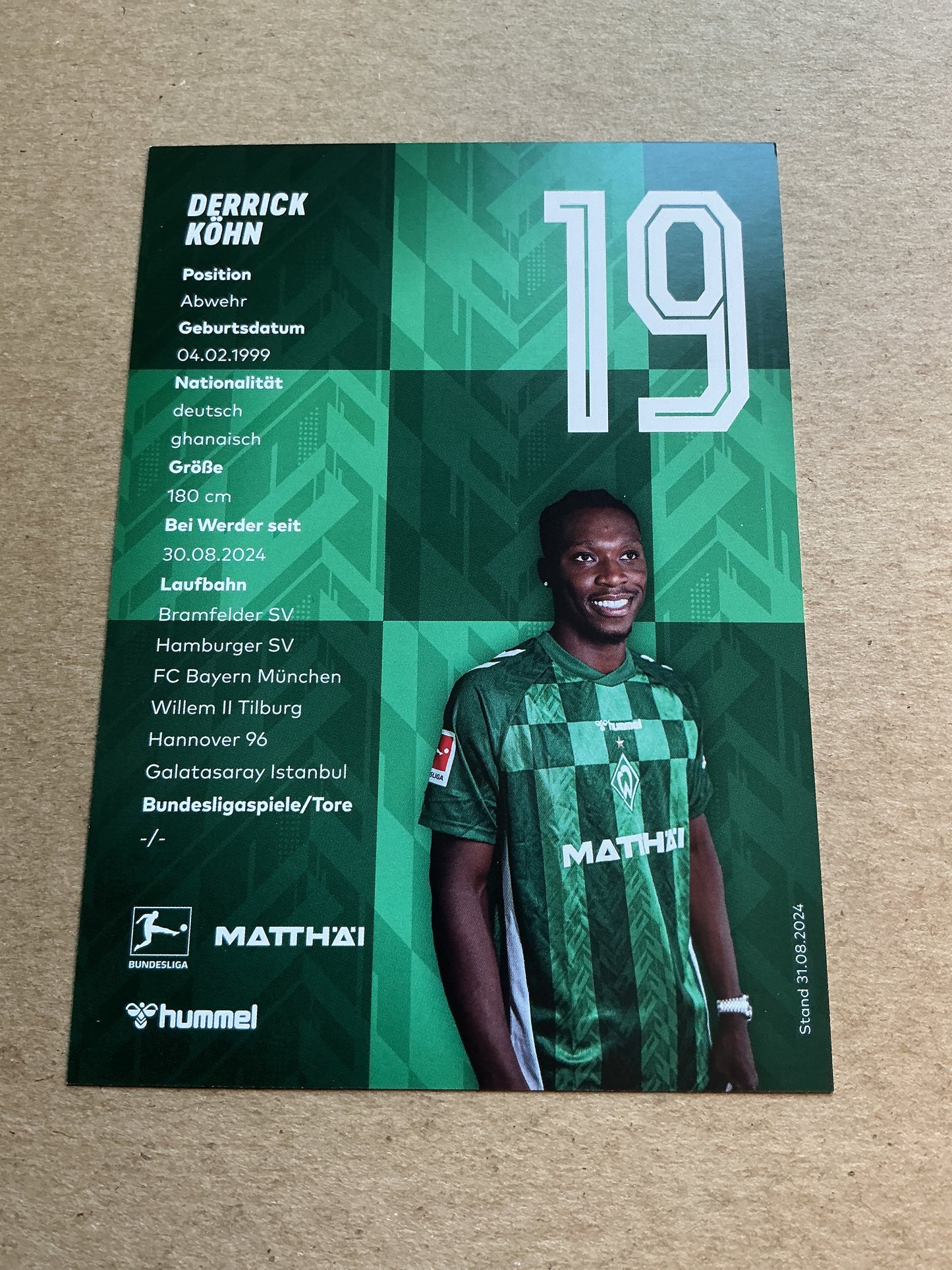 Derrick Köhn, Germany 🇩🇪 SV Werder Bremen 2024/25 hand signed