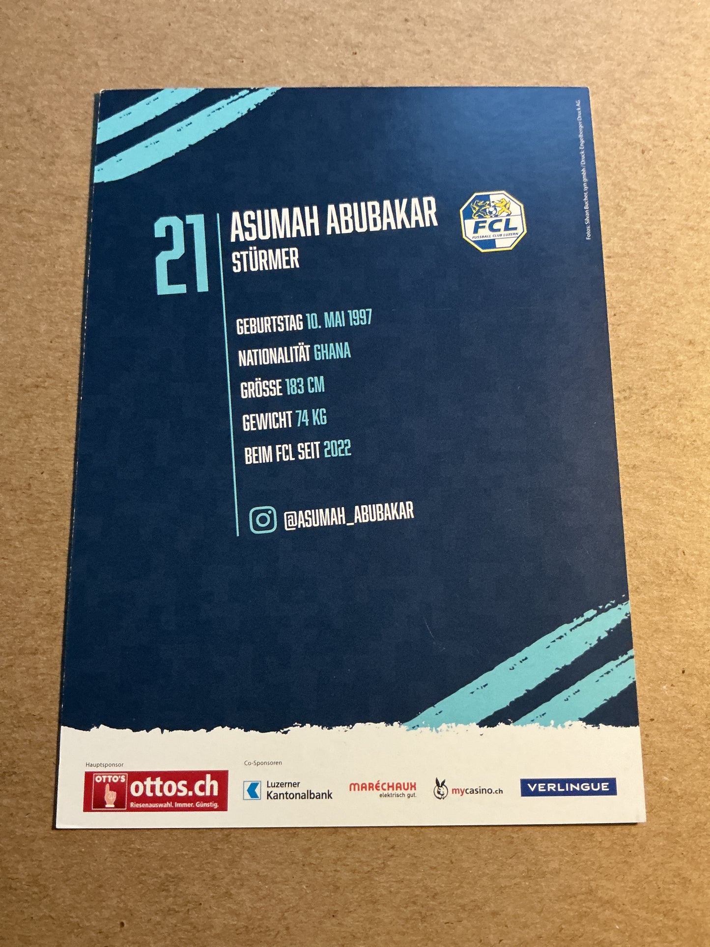 Asumah Abubakar, Ghana 🇬🇭 FC Luzern 2022/23 hand signed