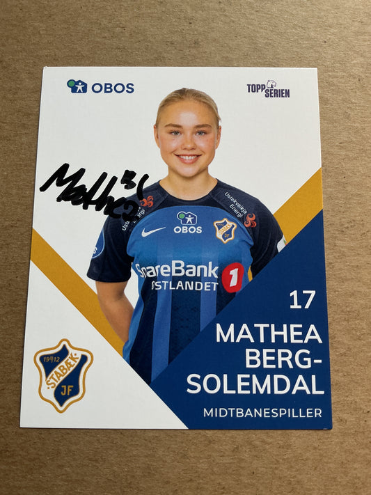 Mathea Berg-Solemdal, Norway 🇳🇴 Stabæk IF 2024/25 hand signed