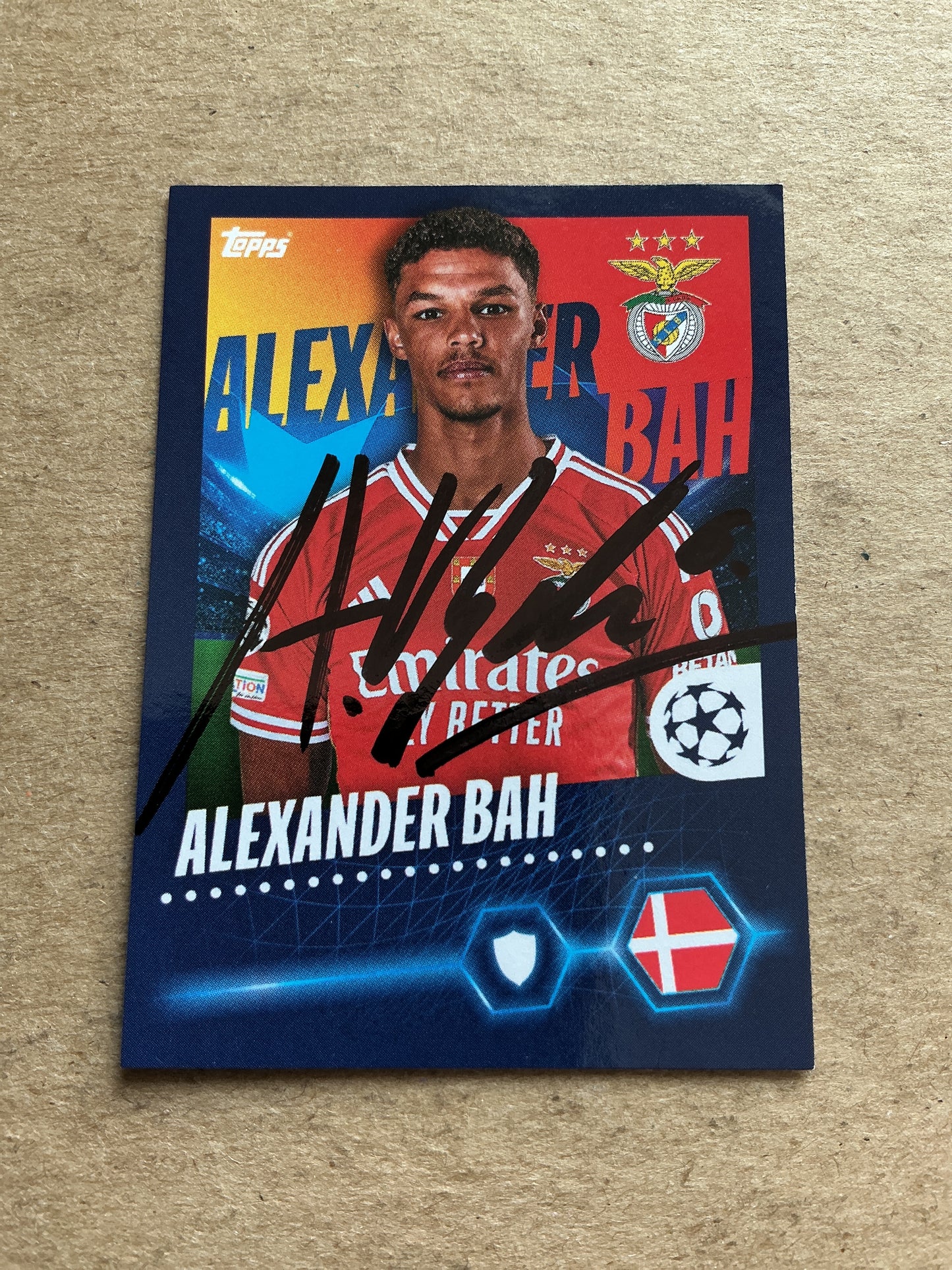 Alexander Bah, Denmark 🇩🇰 SL Benfica 2023/24 Topps hand signed
