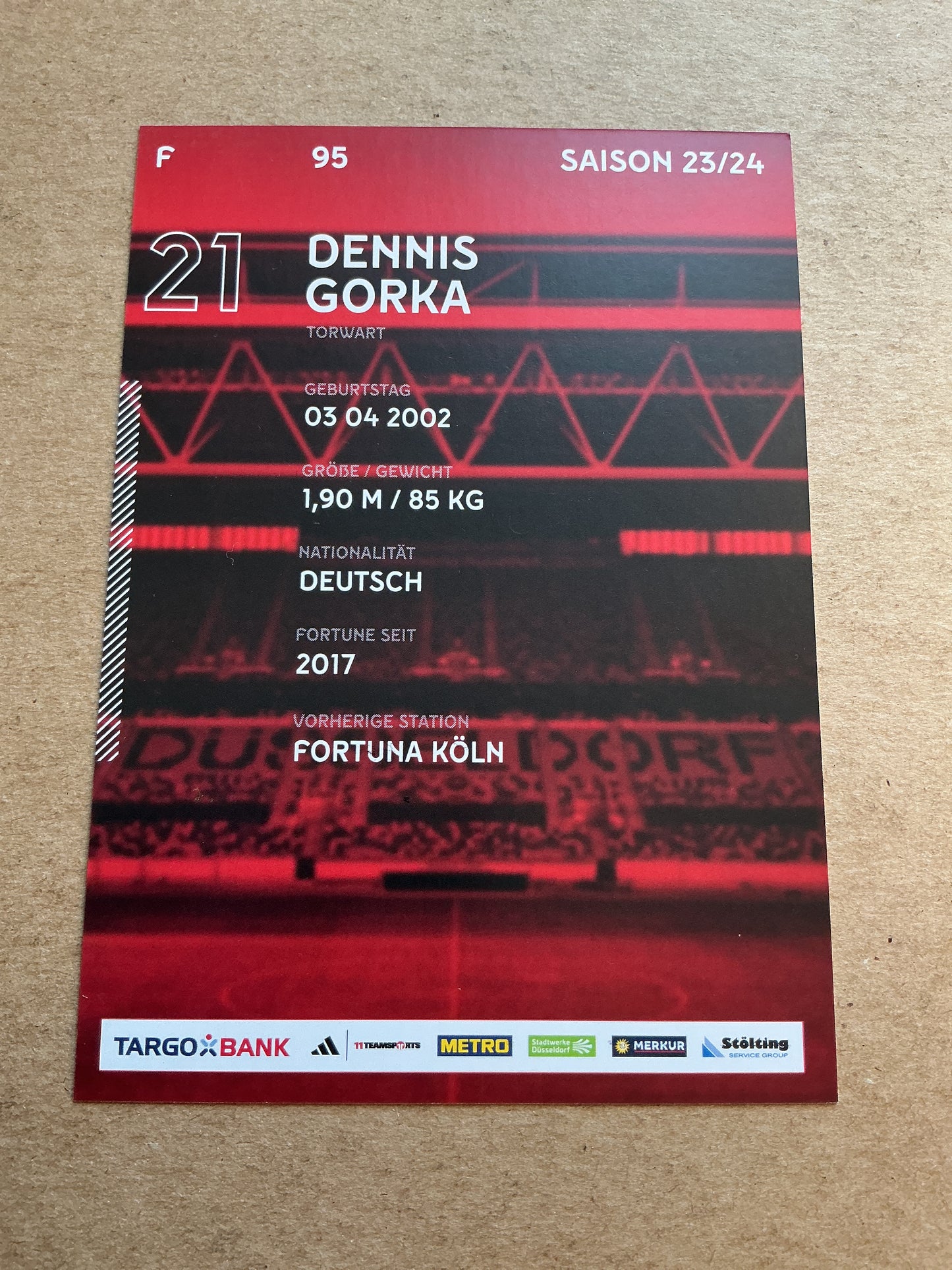 Dennis Gorka, Germany 🇩🇪 Fortuna Düsseldorf 2023/24 hand signed