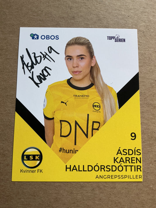 Asdis Karen Halldorsdottir, Iceland 🇮🇸 LSK Kvinner 2024/25 hand signed
