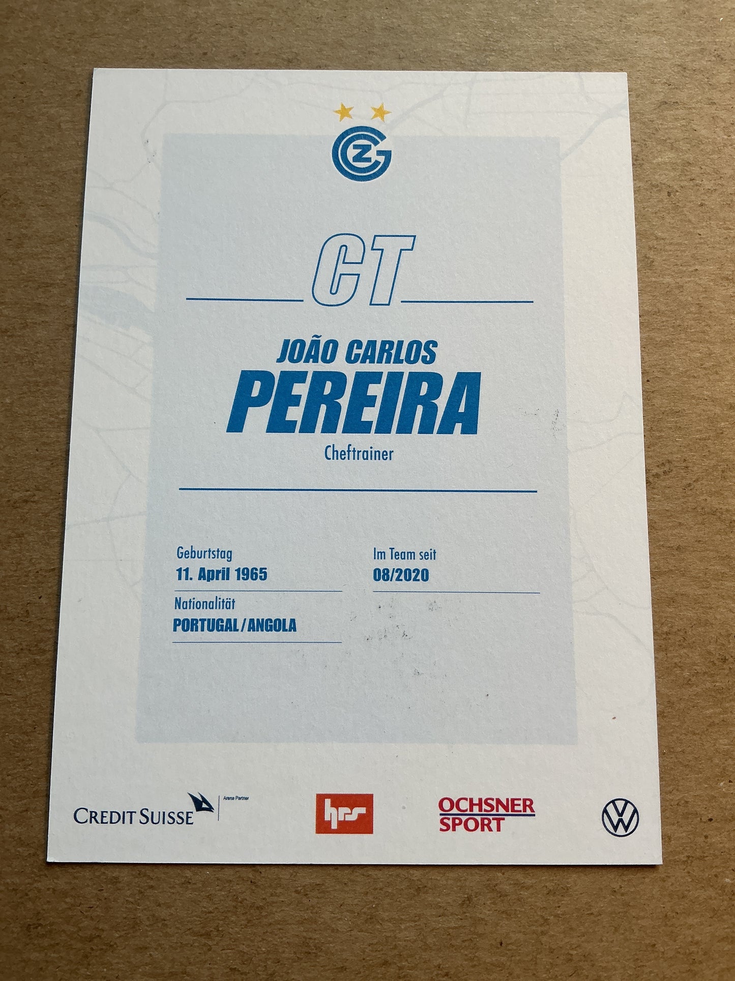 João Carlos Perreira, Portugal 🇵🇹 Grasshopper Club Zürich 2020/21 hand signed