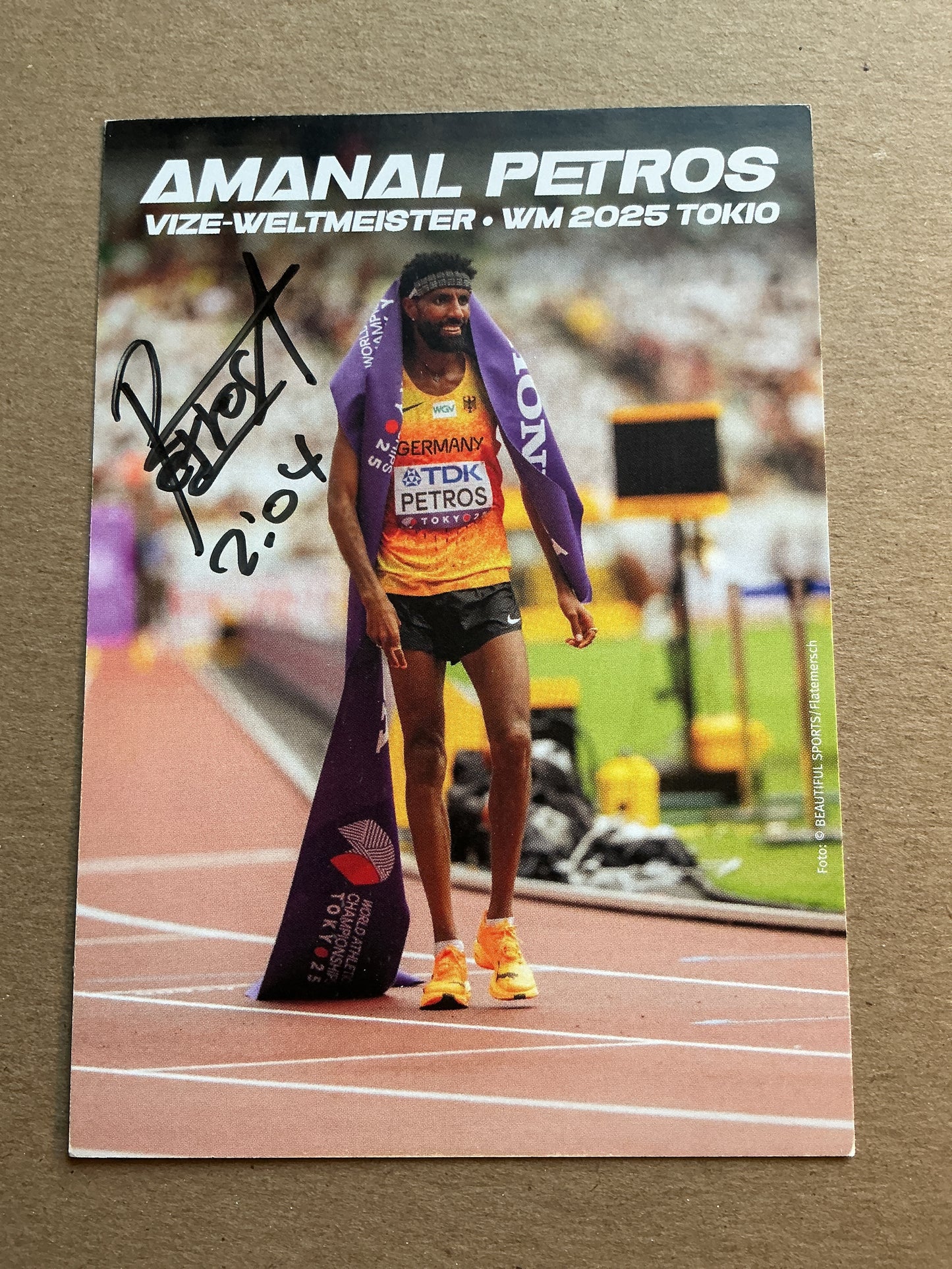 Amanal Petros, Germany 🇩🇪 Athletics Olympics 2024 hand signed