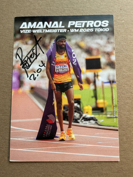 Amanal Petros, Germany 🇩🇪 Athletics Olympics 2024 hand signed