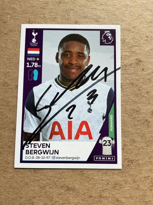 Steven Bergwijn, Netherlands 🇳🇱 Tottenham Hotspur 2021 Panini hand signed