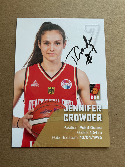 Jennifer Crowder, Germany 🇩🇪 Basketball Summer Olympics 2024 hand signed