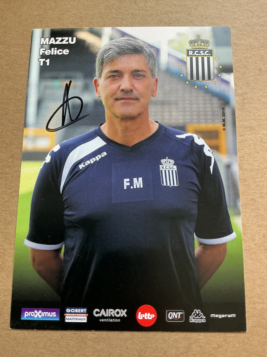 Felice Mazzu, Belgium 🇧🇪 Sporting Charleroi 2018/19 hand signed
