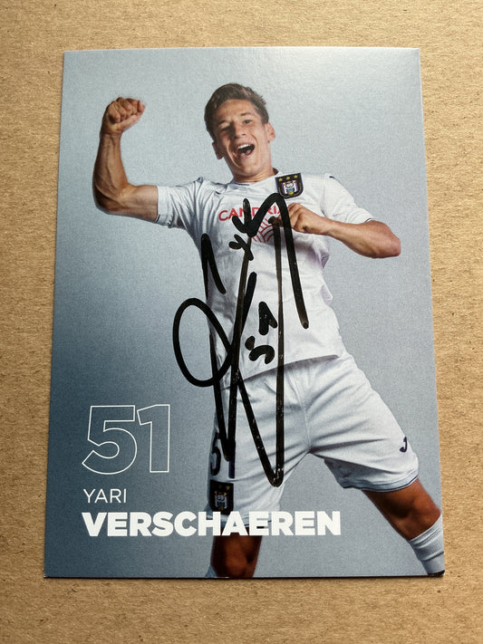 Yari Verschaeren, Belgium 🇧🇪 RSC Anderlecht 2021/22 hand signed