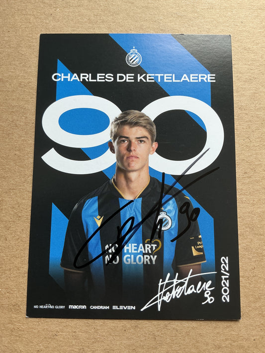 Charles De Ketelaere, Belgium 🇧🇪 Club Brugge 2021/22 hand signed