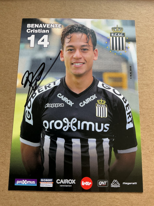 Cristian Benevente, Peru 🇵🇪 Sporting Charleroi 2018/19 hand signed