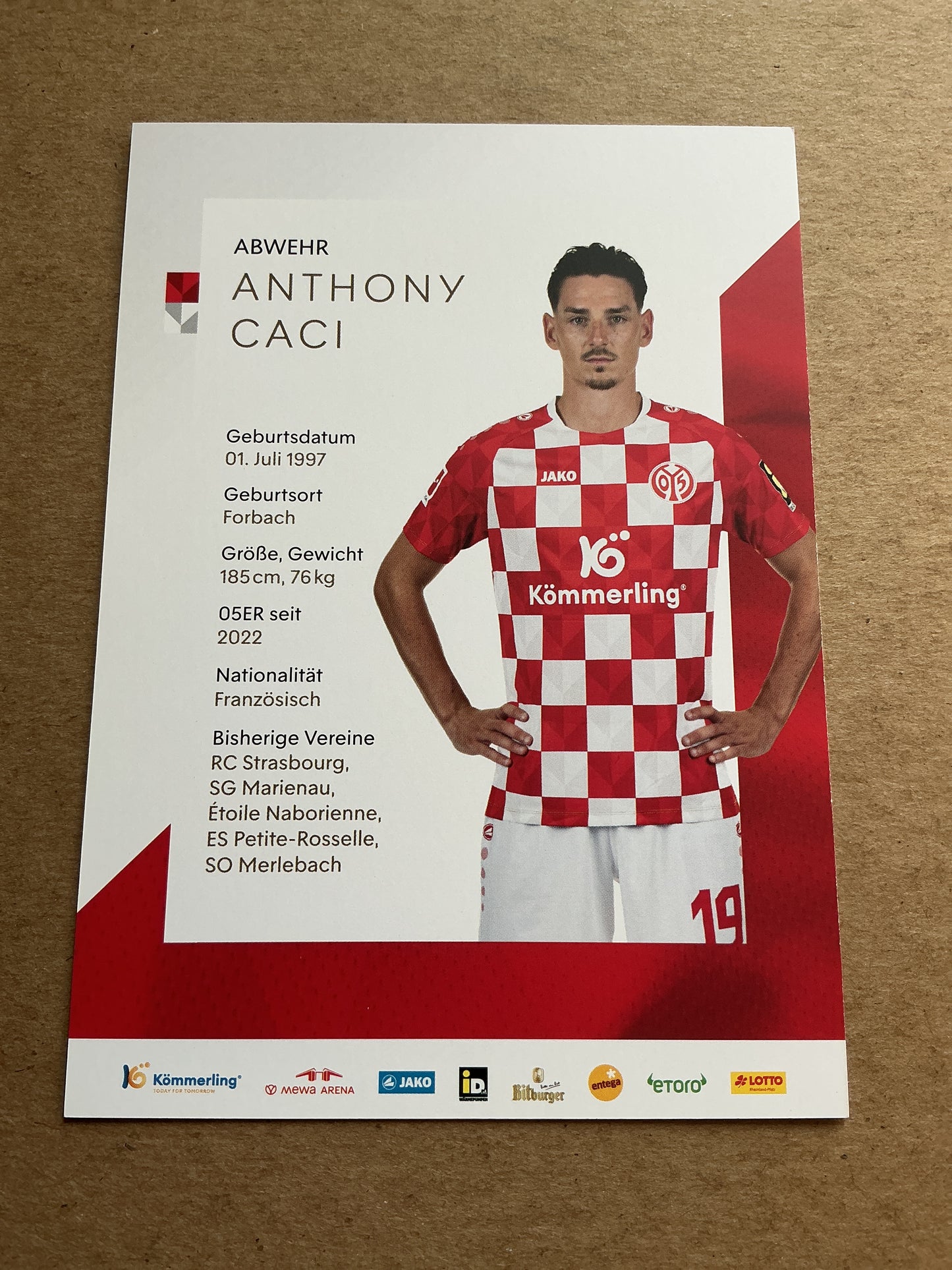Anthony Caci, France 🇫🇷 FSV Mainz 05 2023/24 hand signed