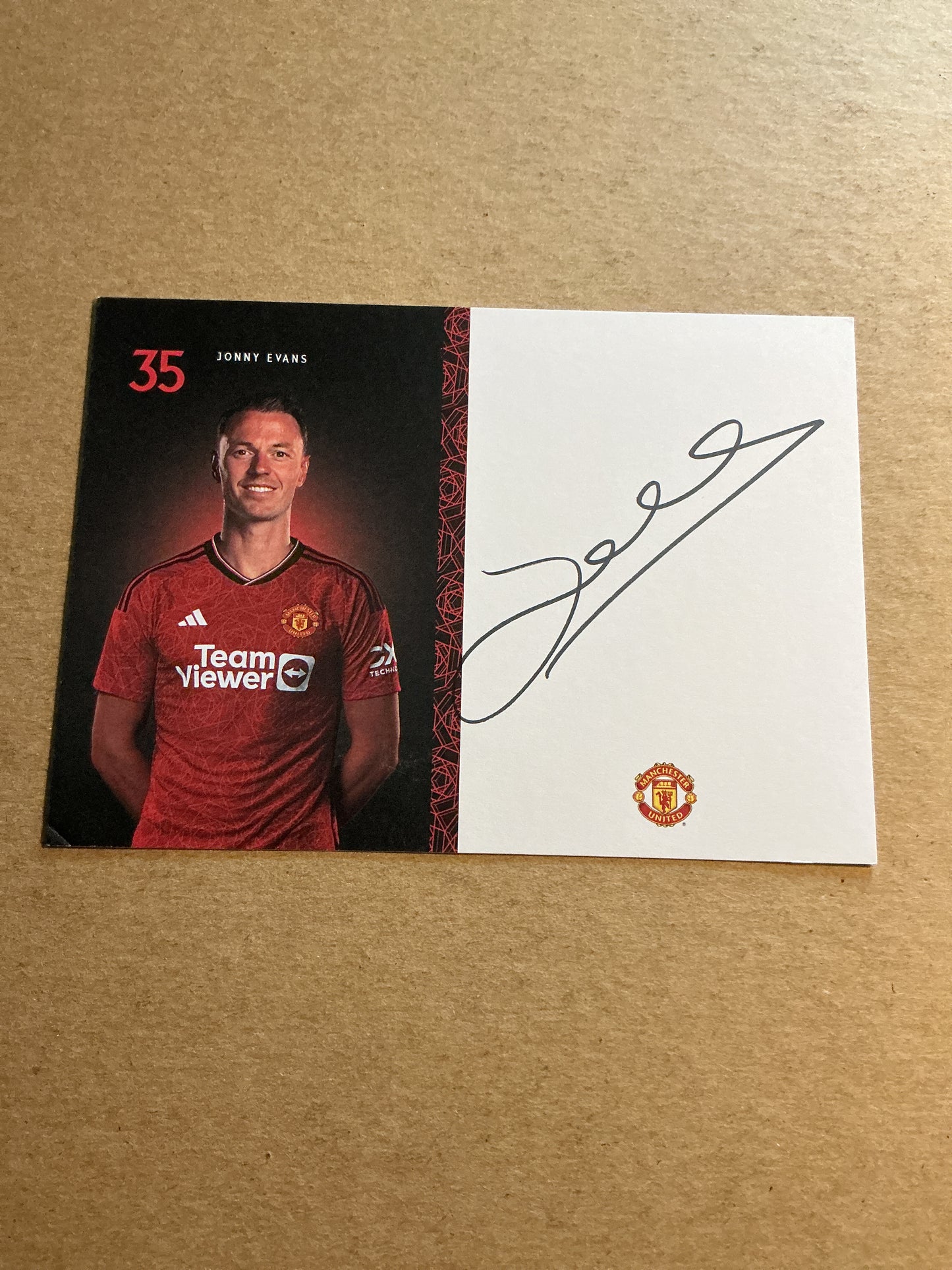 Jonny Evans, Northern Ireland, Manchester United 2023/24 hand signed