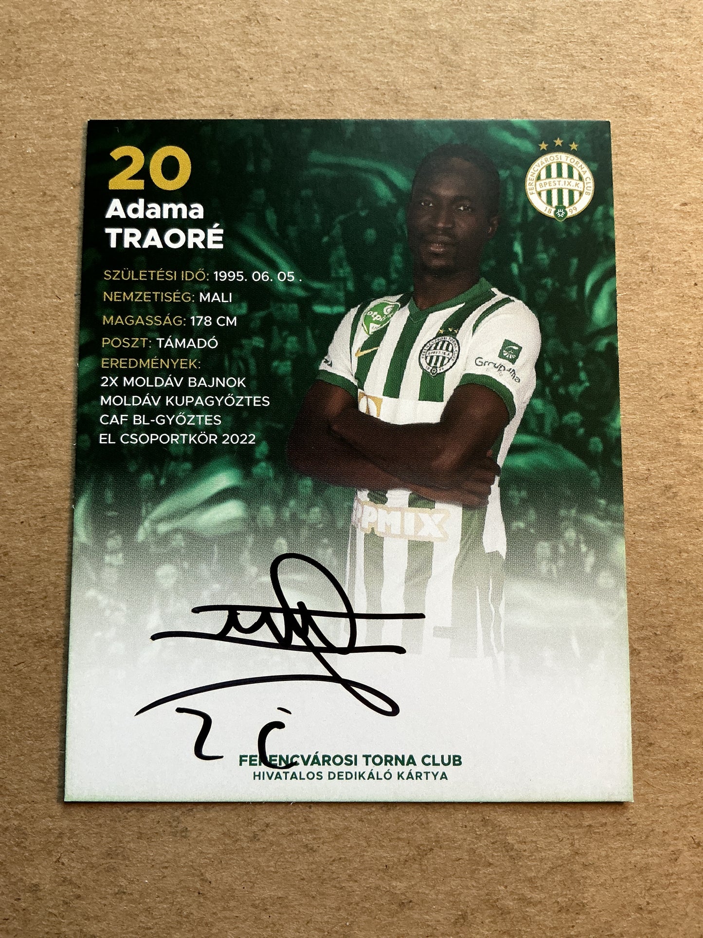 Adama Traoré, Mali 🇲🇱 Ferencváros 2022/23 hand signed