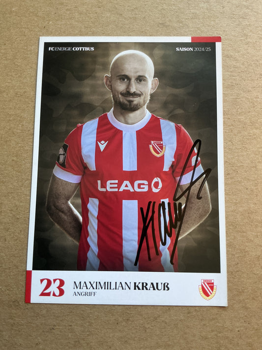Maximilian Krauß, Germany 🇩🇪 FC Energie Cottbus 2024/25 hand signed
