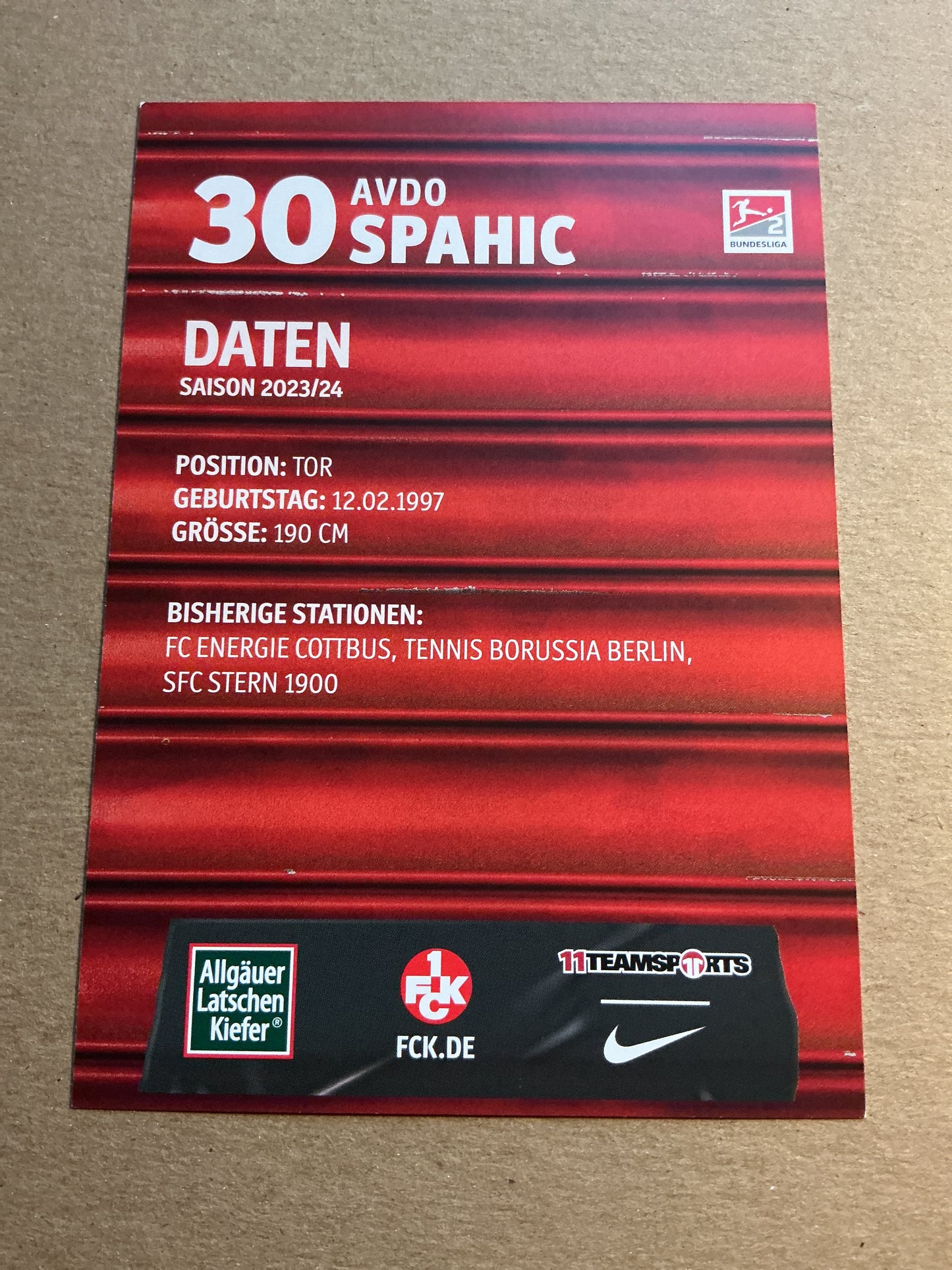 Avdo Spahic, Bosnia 🇧🇦 1.FC Kaiserslautern 2023/24 hand signed