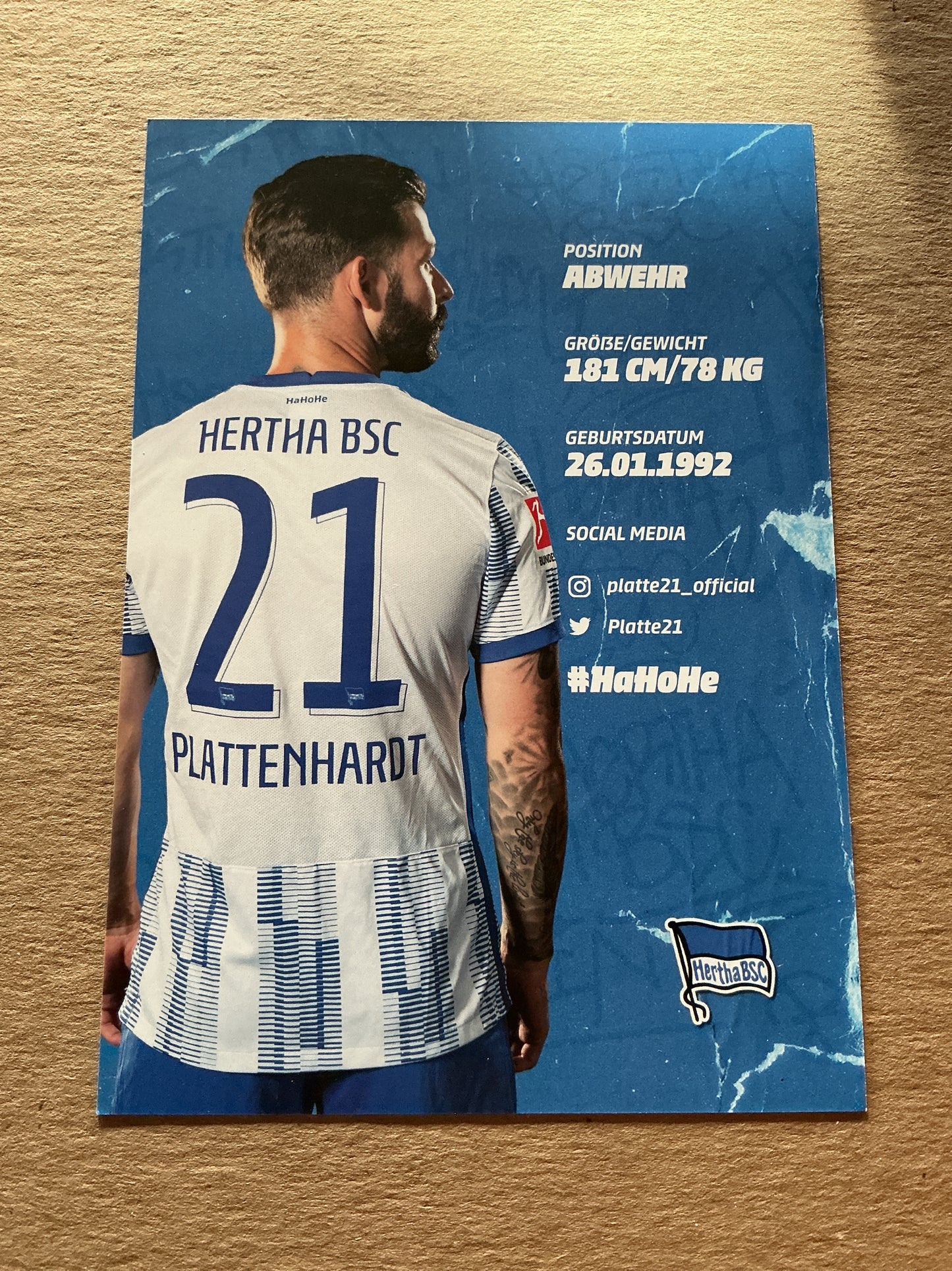 Marvin Plattenhardt, Germany 🇩🇪 Hertha BSC Berlin 2021/22 hand signed