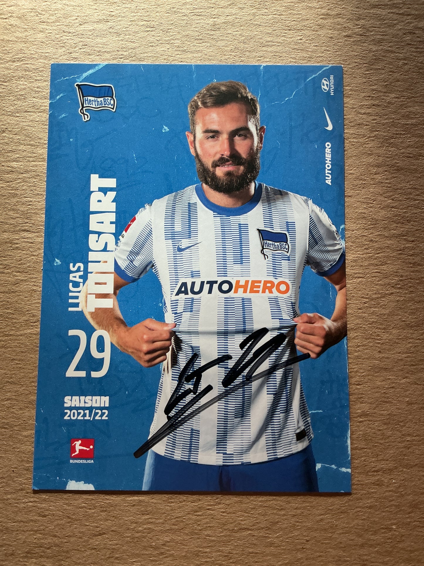 Lucas Tousart, France 🇫🇷 Hertha BSC Berlin 2021/22 hand signed