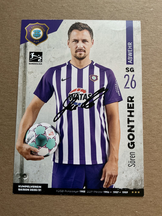 Sören Gonther, Germany 🇩🇪 FC Erzgebirge Aue 2020/21 hand signed