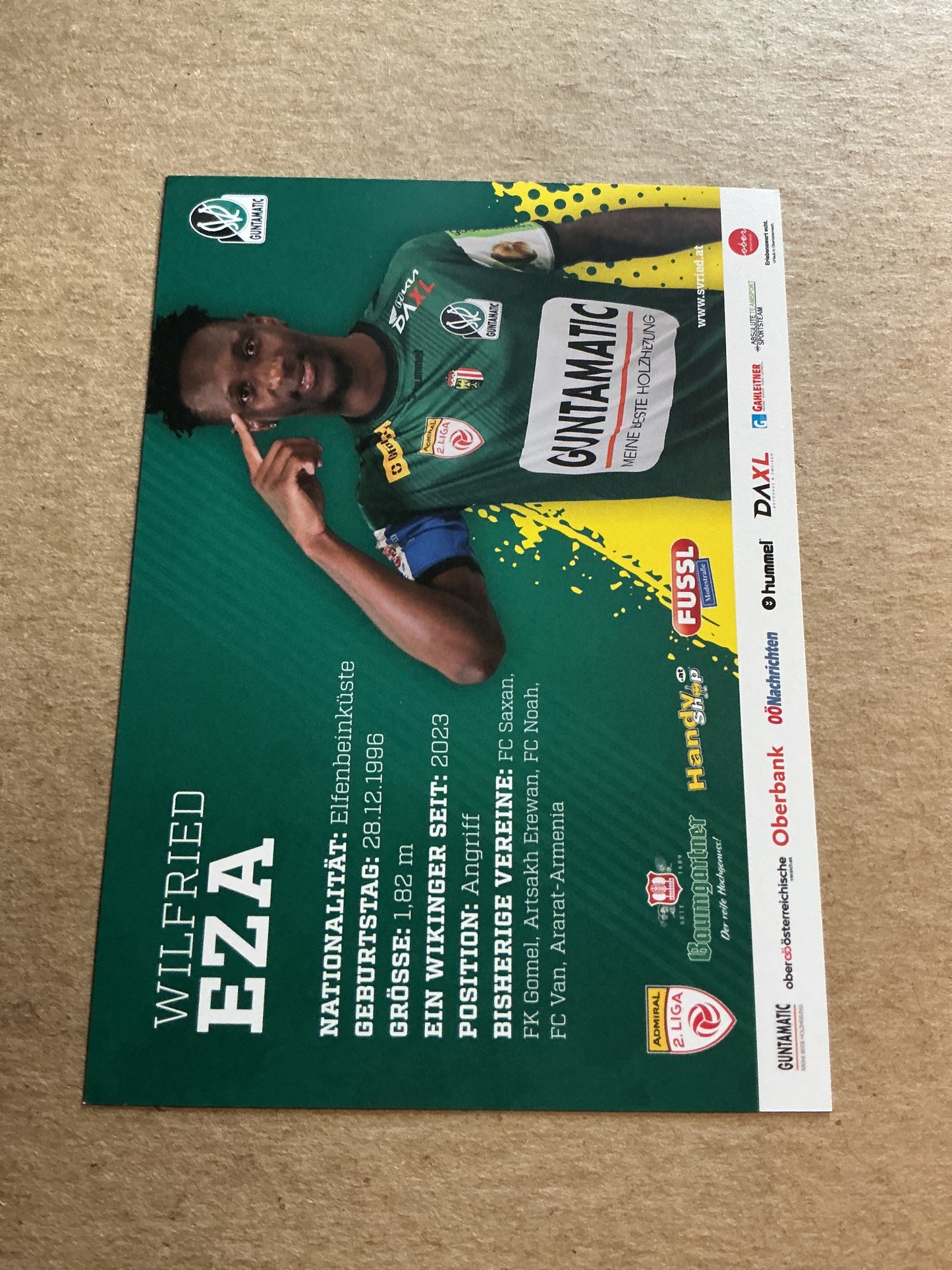 Wilfried Eza, Ivory Coast 🇨🇮 SV Ried 2024/25 hand signed