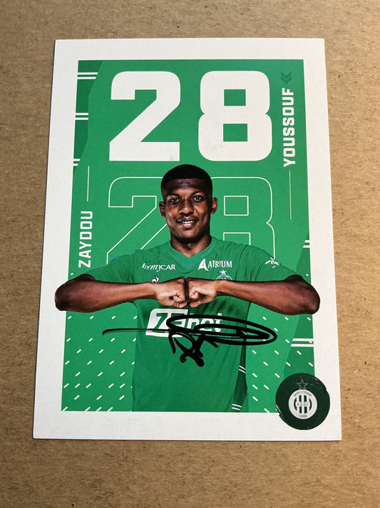 Zaydou Youssouf, France 🇫🇷 AS Saint-Étienne 2021/22 hand signed