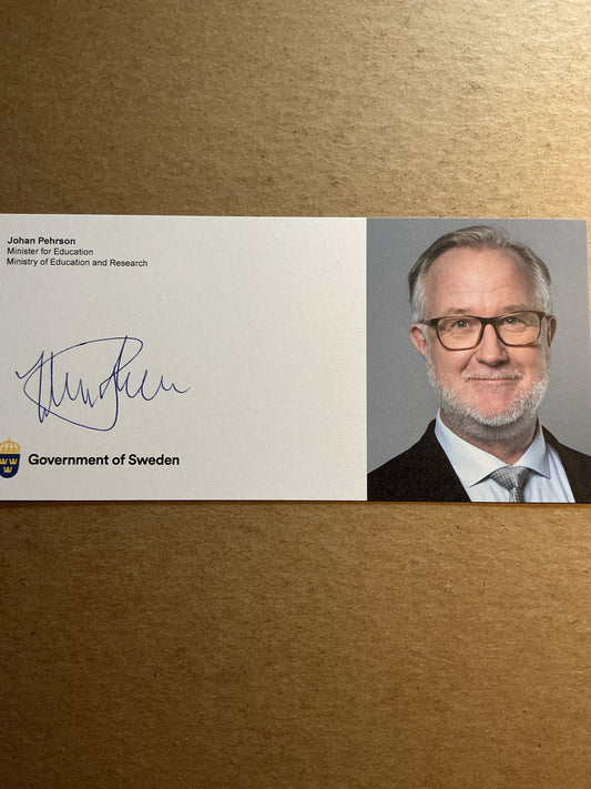 Johan Pehrson, Sweden 🇸🇪 Minister for Education 2025 hand signed