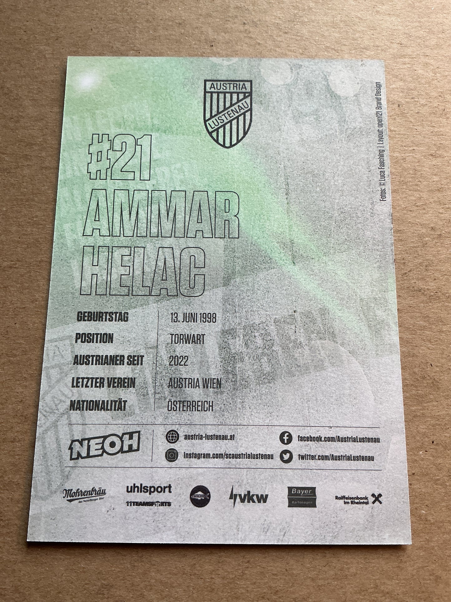 Ammar Helac, Austria 🇦🇹 SC Austria Lustenau 2023/24 hand signed