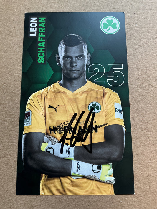 Leon Schaffran, Germany 🇩🇪 SpVgg Greuther Fürth 2020/21 hand signed