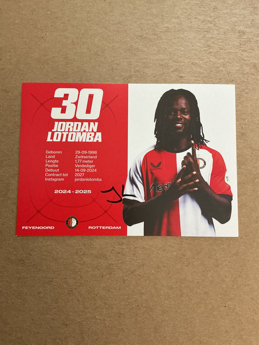 Jordan Lotomba, Switzerland 🇨🇭 Feyenoord Rotterdam 2024/25 hand signed