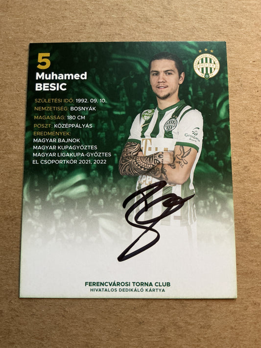 Muhamed Besic, Bosnia 🇧🇦 Ferencváros 2022/23 hand signed