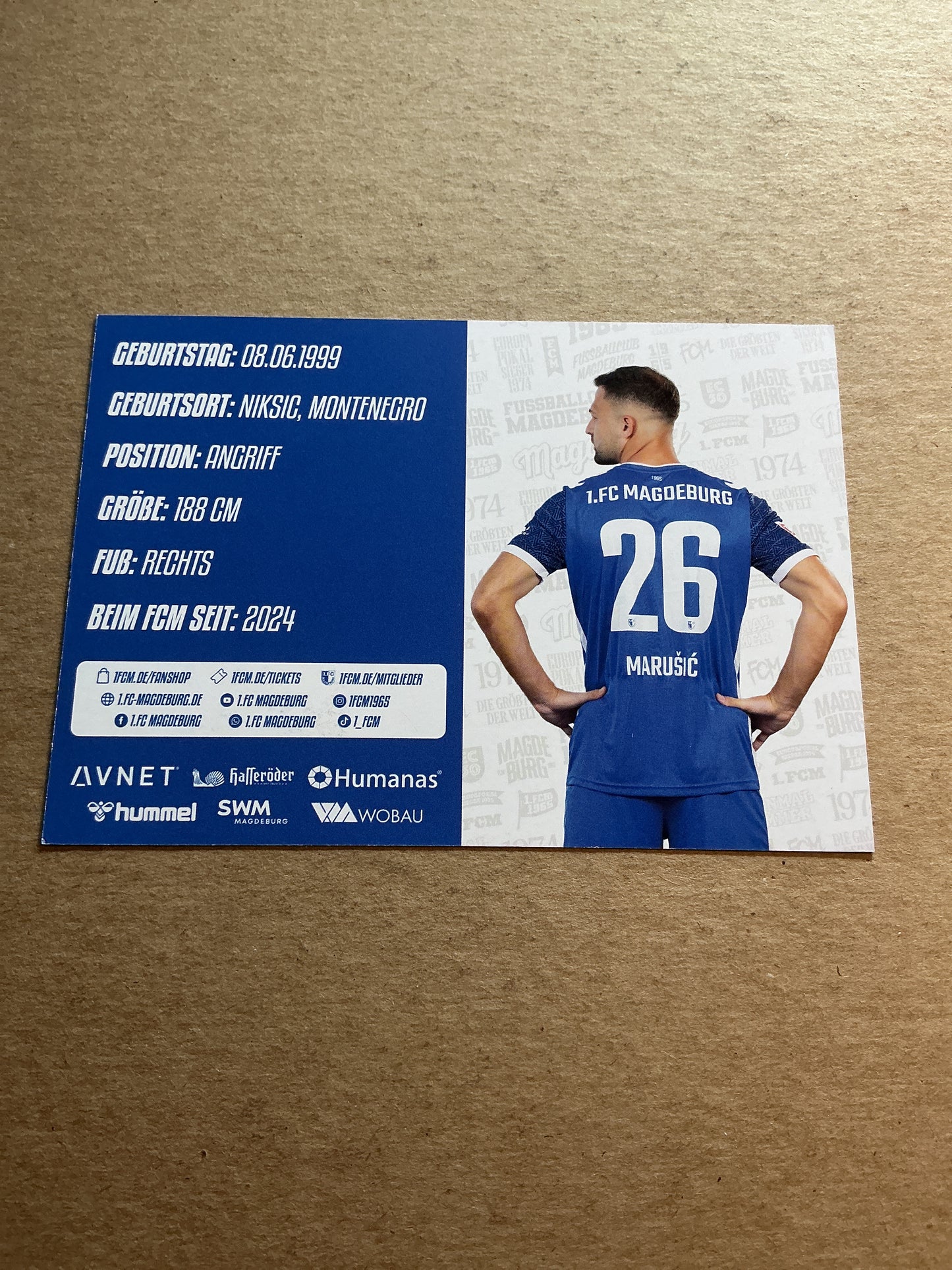 Aleksa Marusic, Montenegro 🇲🇪 1.FC Magdeburg 2024/25 hand signed