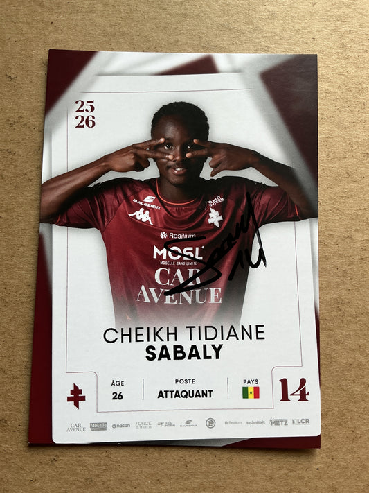 Cheikh Sabaly, Senegal 🇸🇳 FC Metz 2025/26 hand signed