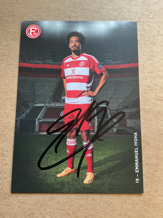 Emmanuel Iyoha, Germany 🇩🇪 Fortuna Düsseldorf 2023/24 hand signed