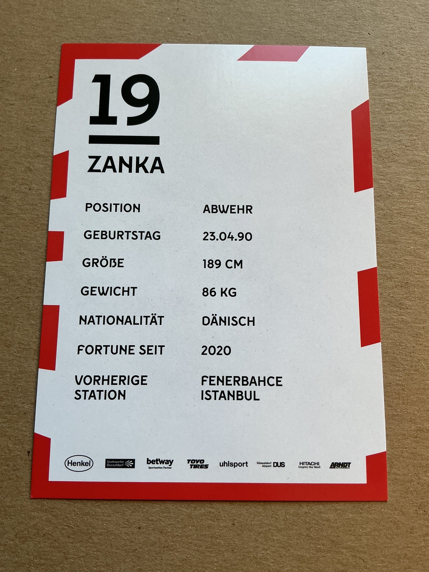 Zanka, Denmark 🇩🇰 Fortuna Düsseldorf 2019/20 hand signed