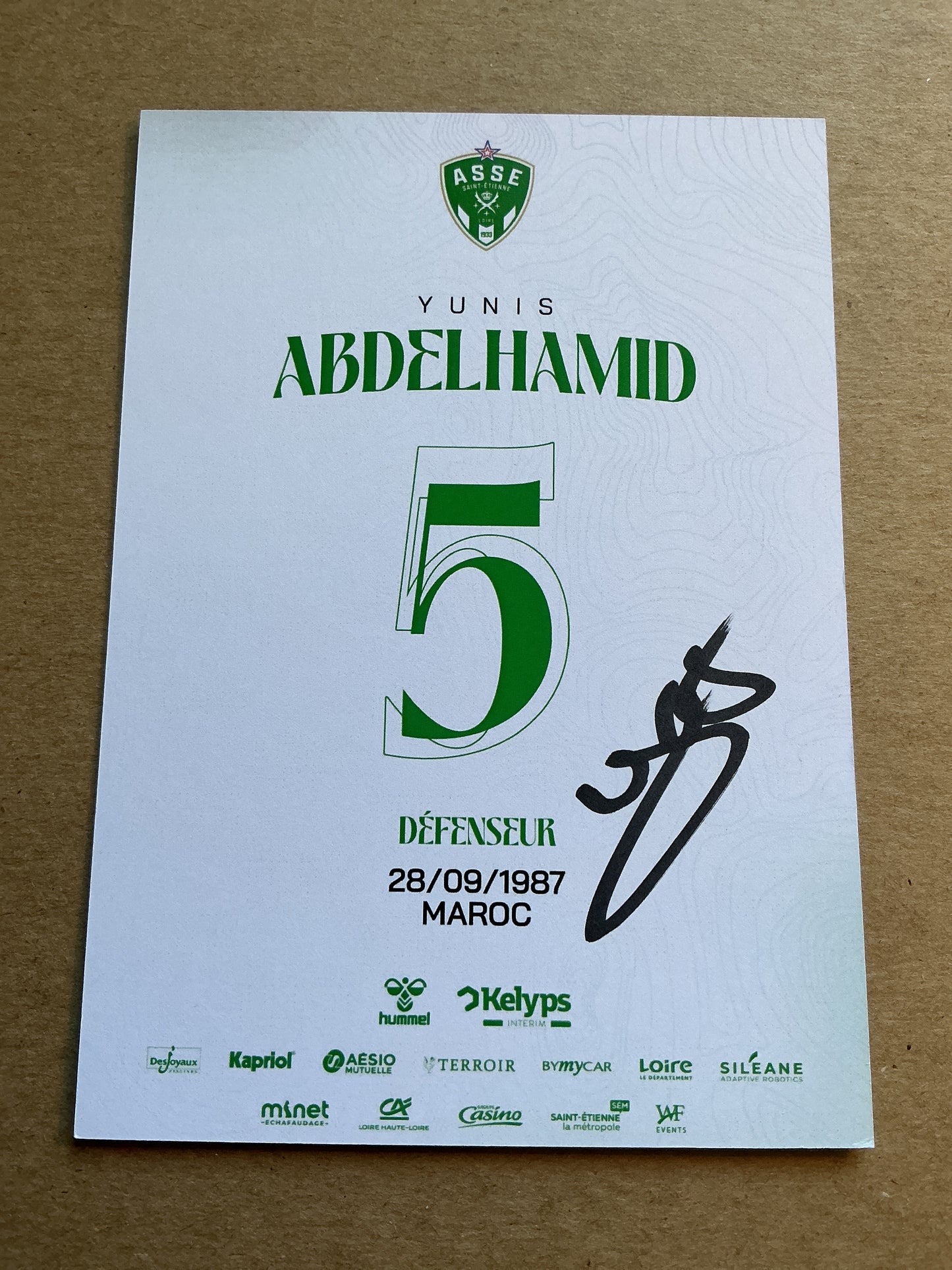 Yunis Abdelhamid, Morocco 🇲🇦 AS Saint-Etienne 2024/25 hand signed