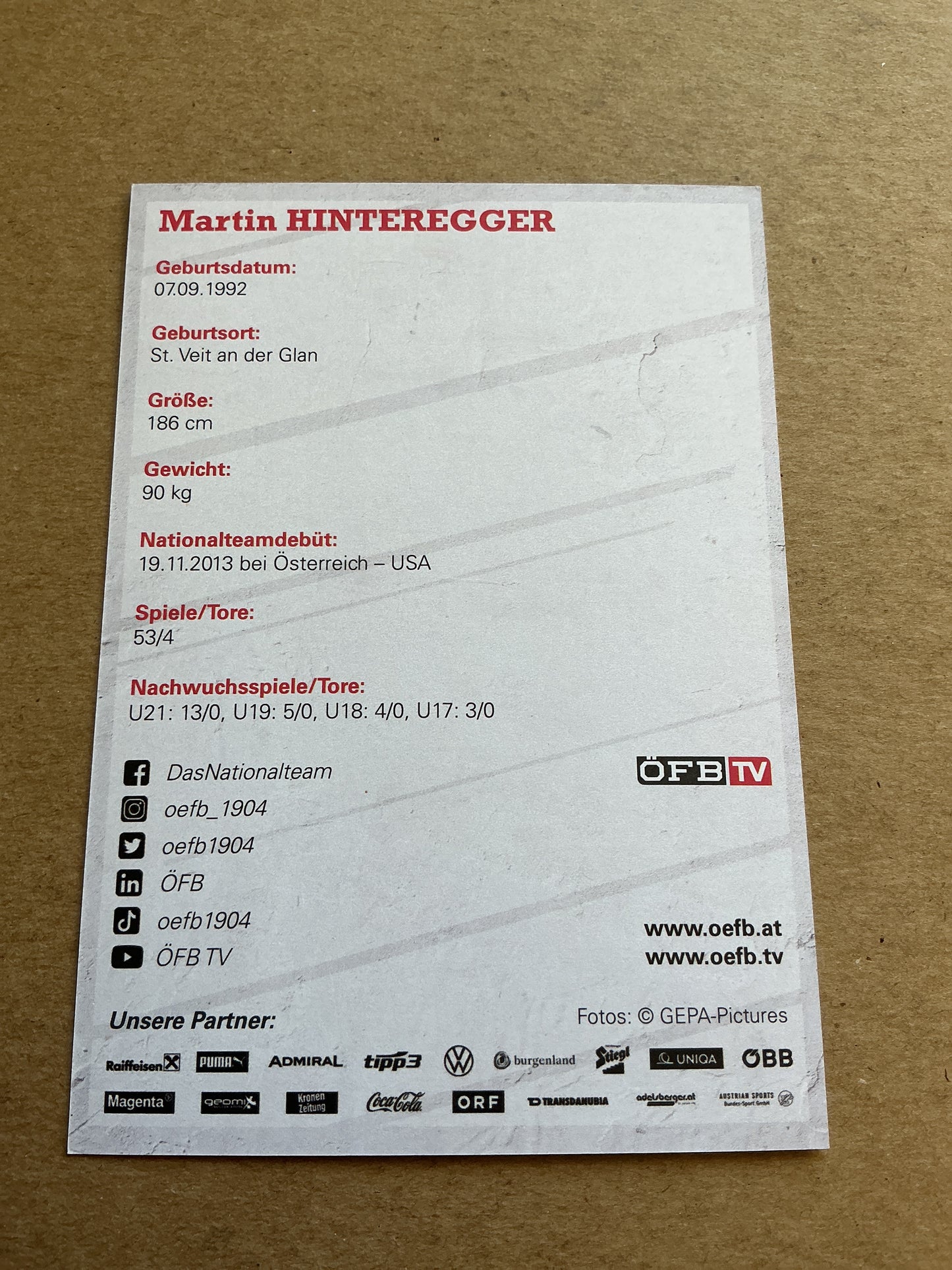 Martin Hinteregger, Austria 🇦🇹 2021 hand signed