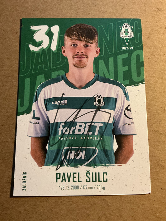 Pavel Šulc, Czech Republic 🇨🇿 FK Jablonec 2022/23 hand signed