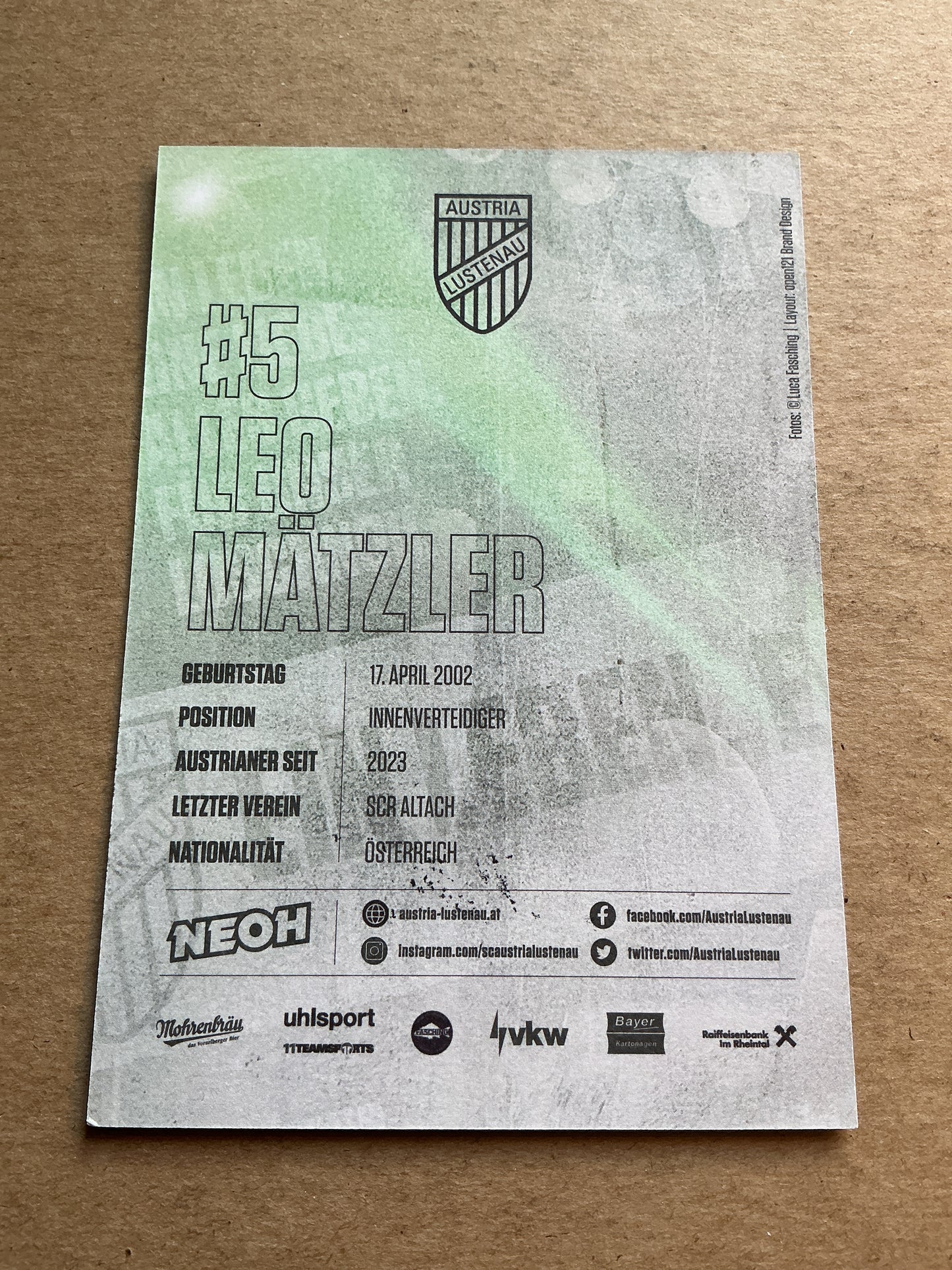 Leo Mätzler, Austria 🇦🇹 SC Austria Lustenau 2023/24 hand signed
