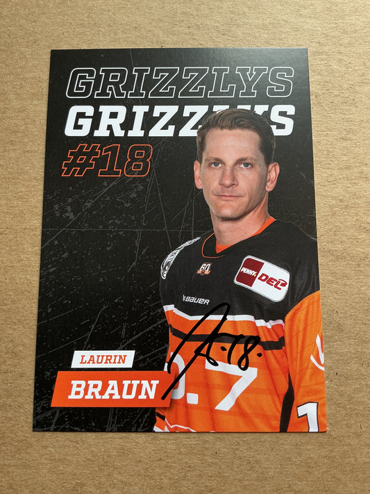 Laurin Braun, Germany 🇩🇪 Grizzlys Wolfsburg 2024/25 hand signed