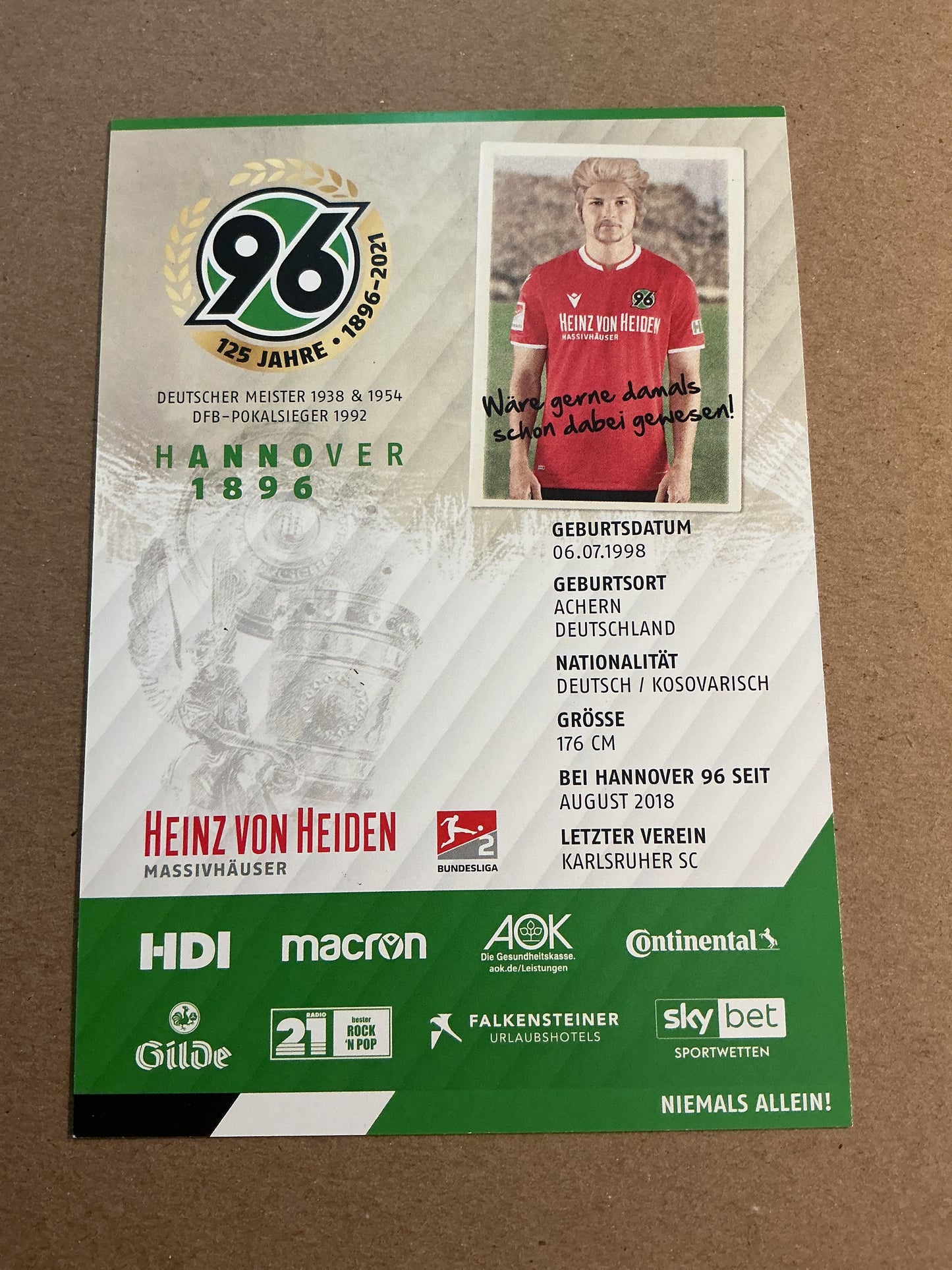 Florent Muslija, Kosovo 🇽🇰 Hannover 96 2020/21 hand signed