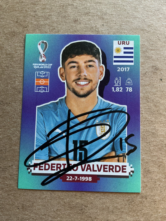 Federico Valverde, Uruguay 🇺🇾 FIFA World Cup 2022 Panini hand signed