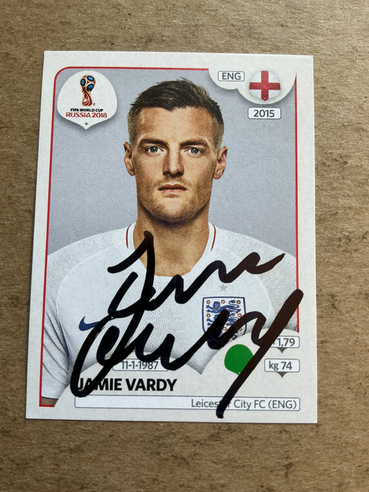 Jamie Vardy, England 🏴󠁧󠁢󠁥󠁮󠁧󠁿 FIFA World Cup 2018 Panini hand signed