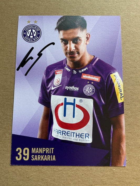 Manprit Sarkaria, Austria 🇦🇹 Austria Wien 2019/20 hand signed