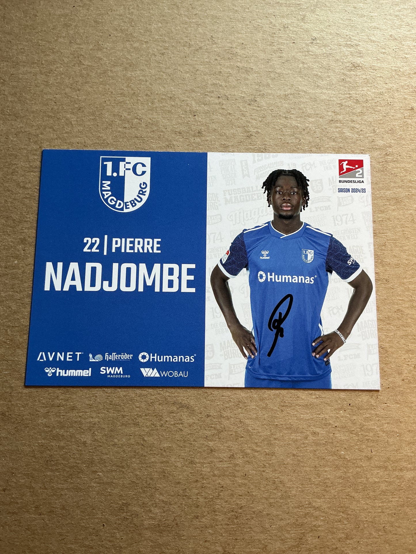 Pierre Nadjombe, Togo 🇹🇬 1.FC Magdeburg 2024/25 hand signed
