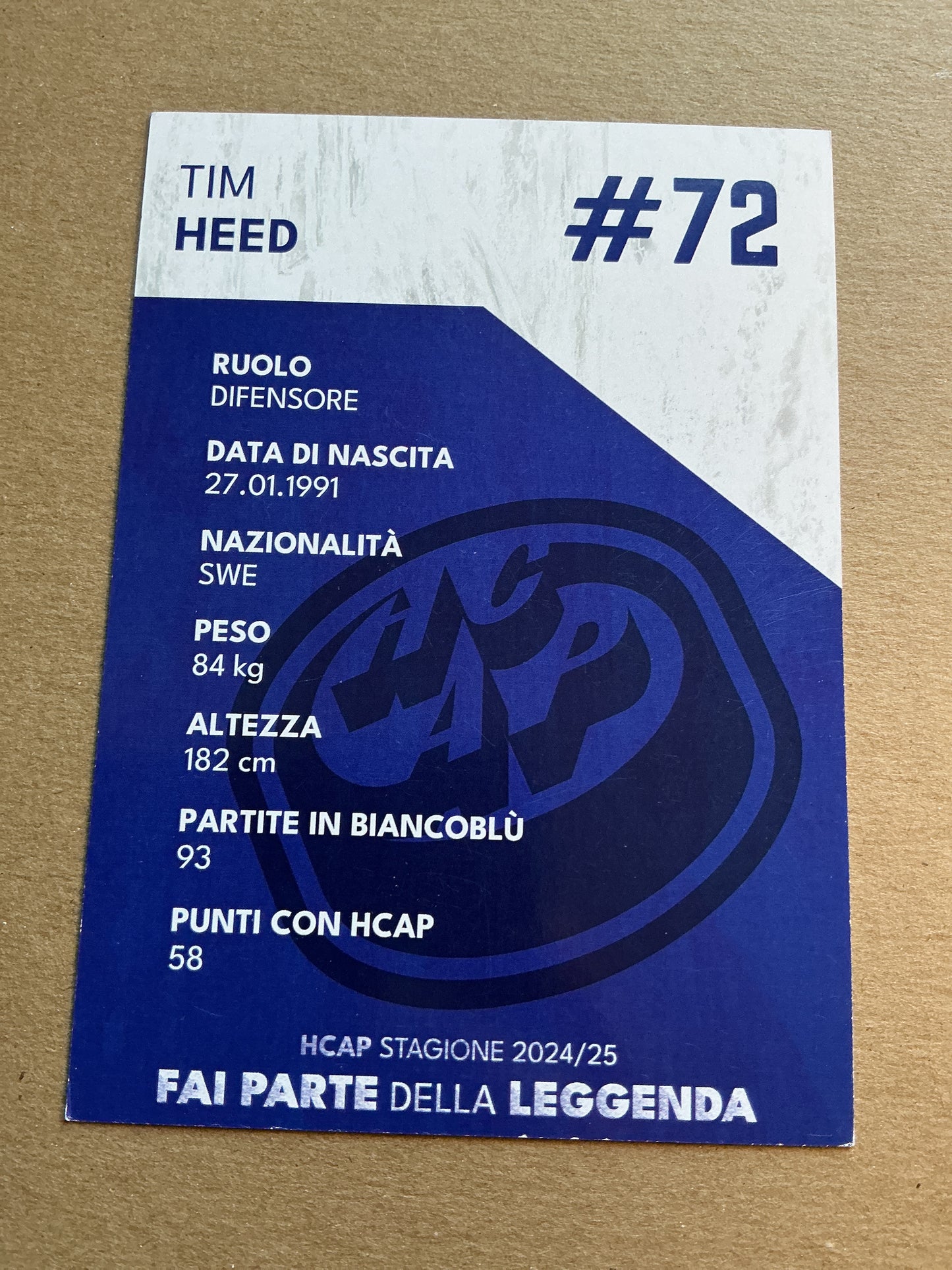 Tim Heed, Sweden 🇸🇪 HC Ambri-Piotta 2024/25 hand signed