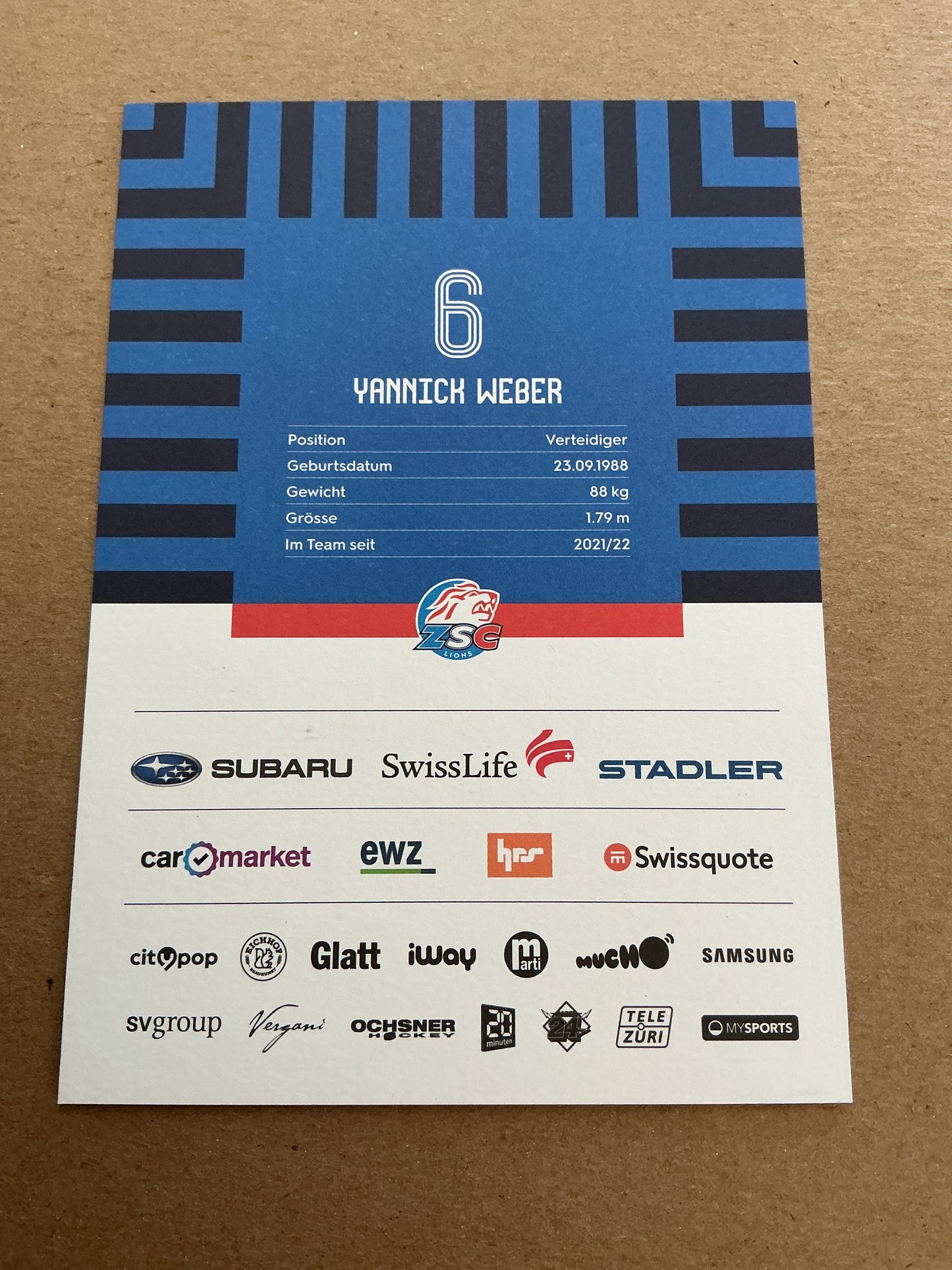 Yannick Weber, Switzerland 🇨🇭 ZSC Lions 2025/26 hand signed