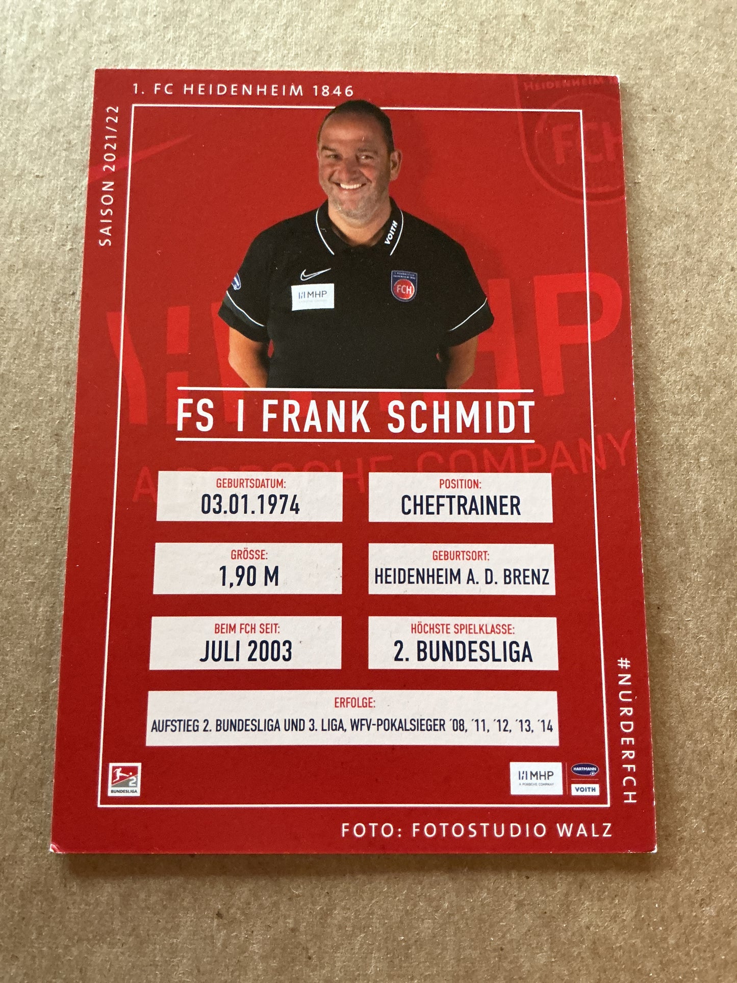 Frank Schmidt, Germany 🇩🇪 1.FC Heidenheim 2021/22 hand signed