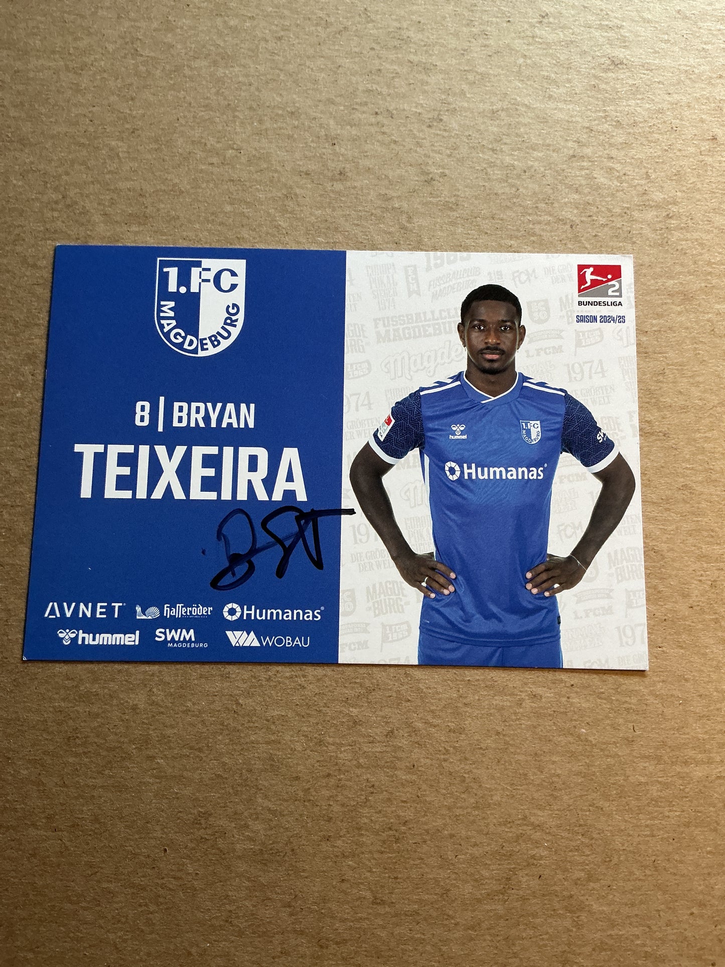 Bryan Teixeira, France 🇫🇷 1.FC Magdeburg 2024/25 hand signed