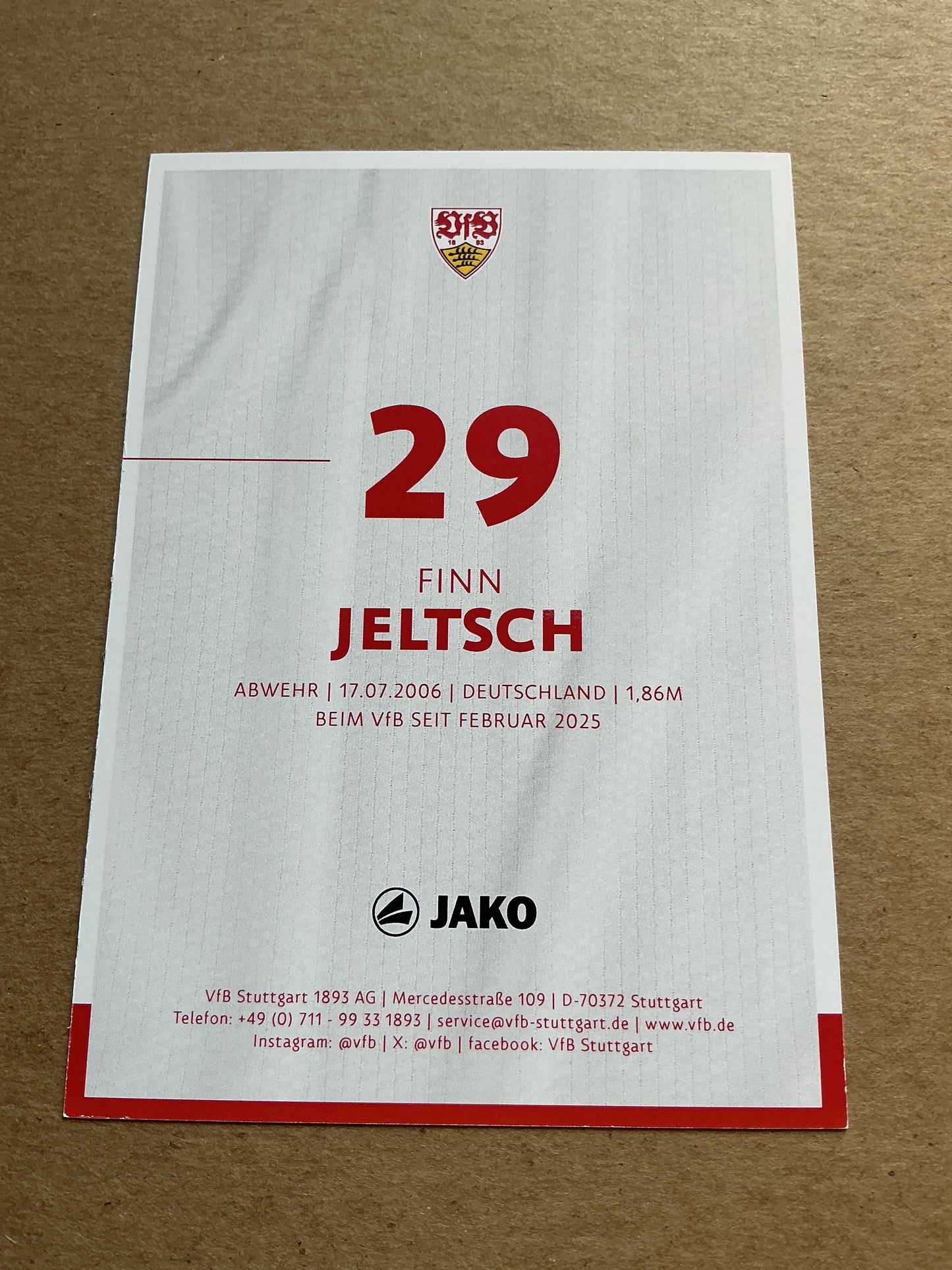 Finn Jeltsch, Germany 🇩🇪 VfB Stuttgart 2024/25 hand signed