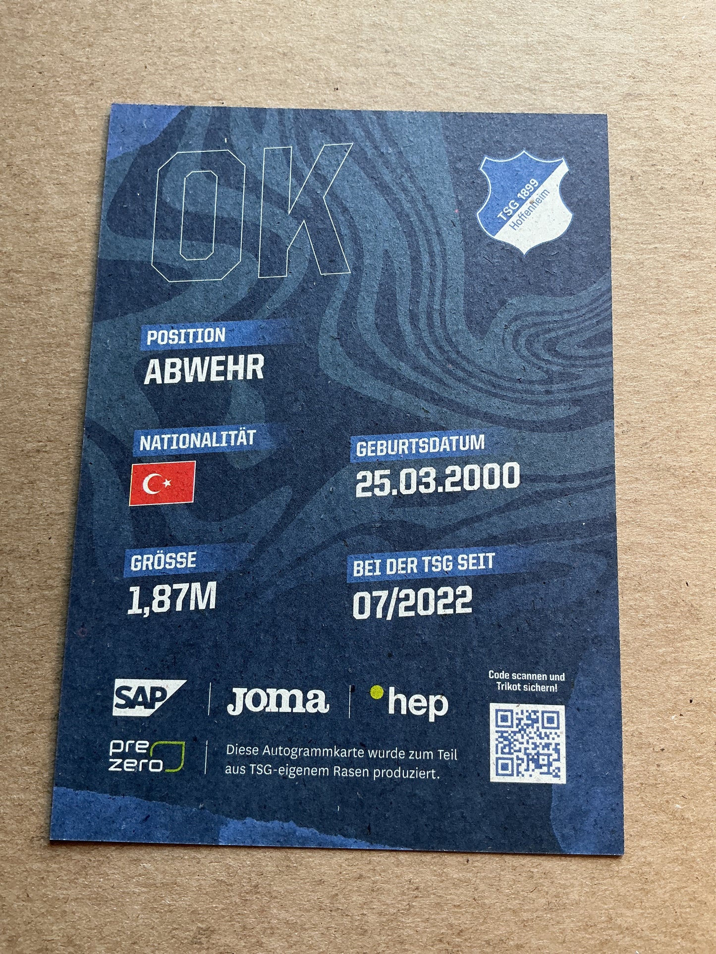 Ozan Kabak, Türkiye 🇹🇷 TSG 1899 Hoffenheim 2023/24 hand signed
